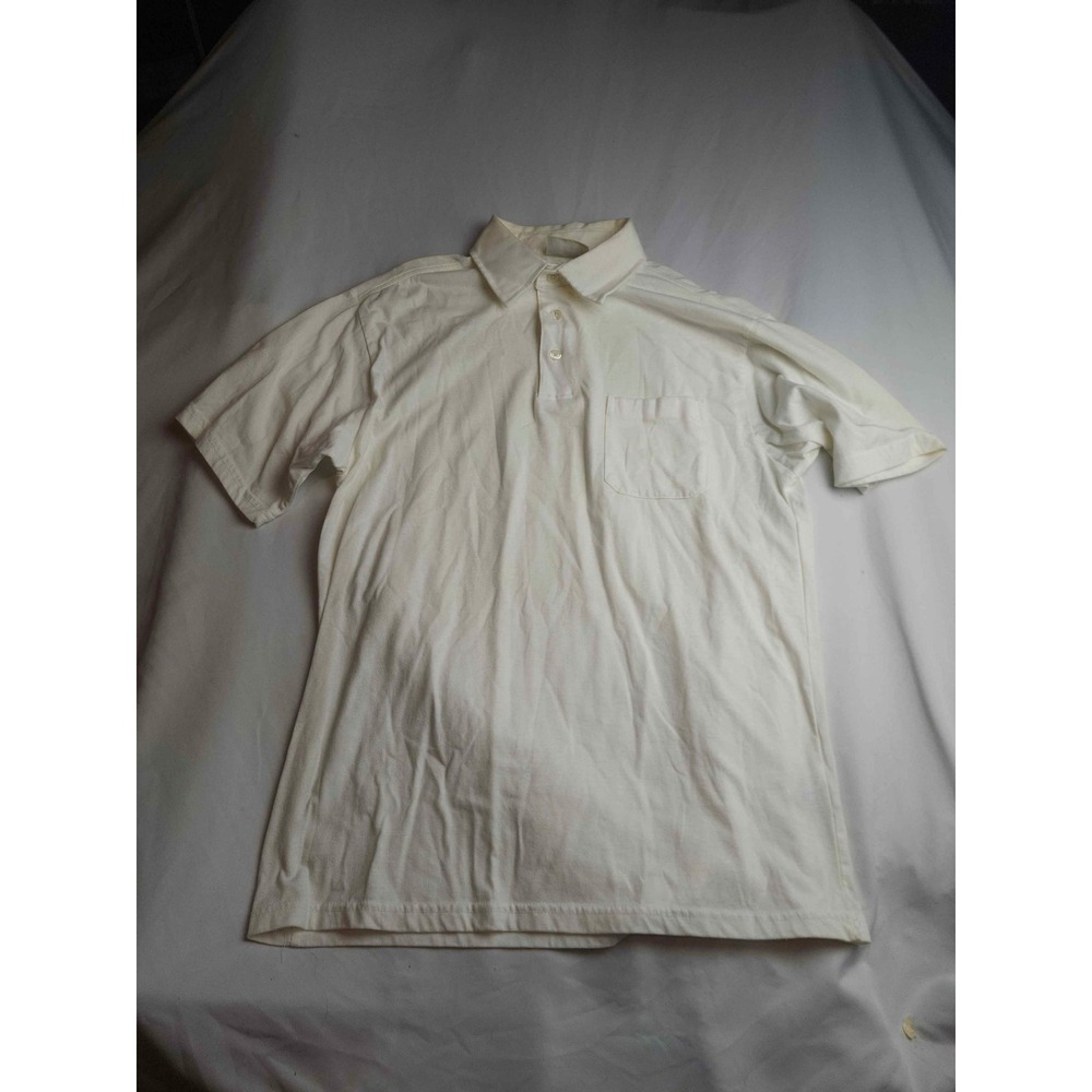 Knightsbridge Mens Short Sleeve Polo Shirt Cream White Chest Pocket Medium